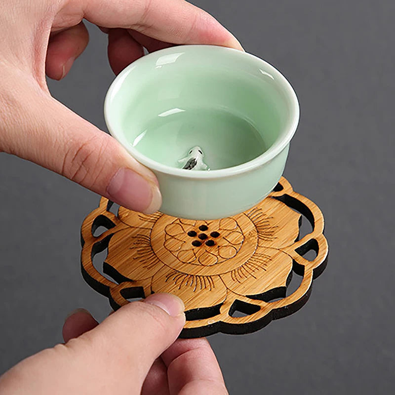 Wooden Lotus Drink Coasters