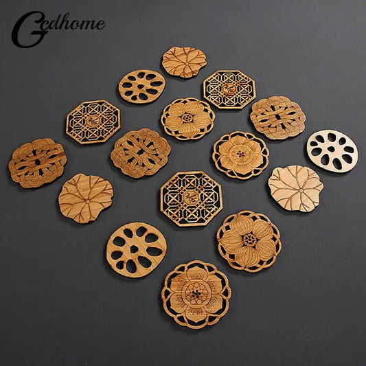 Wooden Lotus Drink Coasters